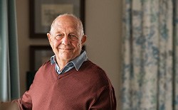 Closeup of senior man smiling at home