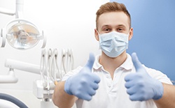 dental professional after placing dental implants in Texarkana