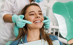 Woman smiling at the dentist