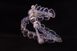 Oral appliance used to treat sleep apnea.